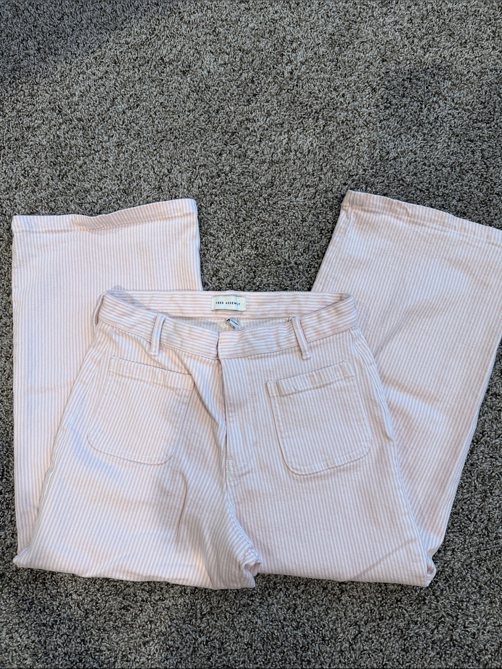 Free Assembly Light Pink Striped Wide Leg Denim - Picture 2 of 5